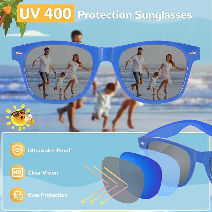 Black Sunglasses Party Favors - 12 Pack Sunglasses Bulk for Wedding Graduation Birthday Pool Beach Party Supplies