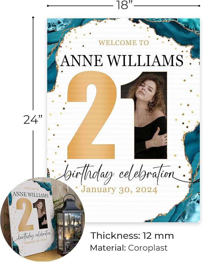 18"x24" Custom Welcome Sign for Party, Personalized Welcome Sign for Birthday Party, Custom Sign in Acrylic, Foam Board, or Coroplast Welcome Signs B (Design B)