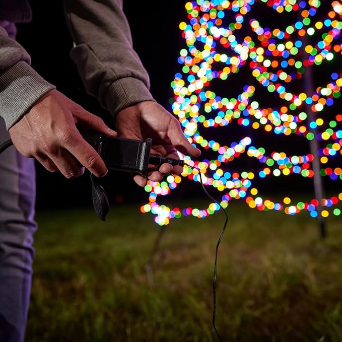 Fairybell - Flagpole LED Christmas Tree - Outdoor Christmas Decorations - Luminous Switch - 2,000LED Tree - 20ft - Suitable for Existing Flagpoles - Outdoor Lighting