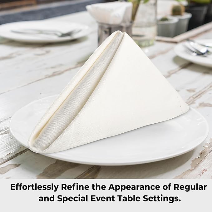 Urban Villa Cloth Napkins Ivory Hemstitch Dinner Napkins Set of 12 20X20 Inches 100% Cotton Absorbent Washable Durable Reusable Ideal for Farmhouse Party Thanksgiving Harvest Fall Dinner Napkins