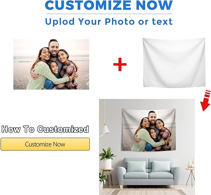 JINJUREN Custom Tapestry Upload Images Banners and Signs Customize For Bedroom 29 * 37inch Vertical