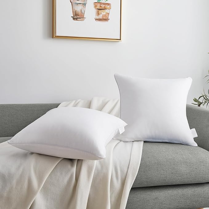 Oubonun 28 x 28 Pillow Inserts (Set of 2) - Euro Pillow Inserts with 100% Cotton Cover - 28 Inch Square Interior Sofa Pillow Inserts - Decorative Pillow Insert Pair - White Couch Pillow