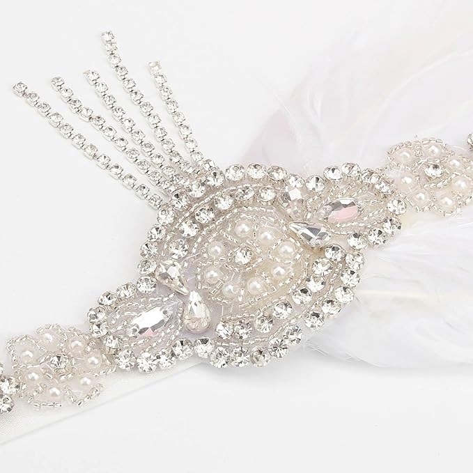 DRESHOW 1920s Great Gatsby Accessories for Women Flapper Headpiece Headband Gloves Costume Harlem Nights Accessories Set