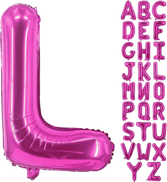 Lovoir 40 Inch Large Hot Pink Letter L Balloons Big Size Jumbo Mylar Foil Helium Balloon for Birthday Party Celebration Decorations Alphabet Hot Pink L