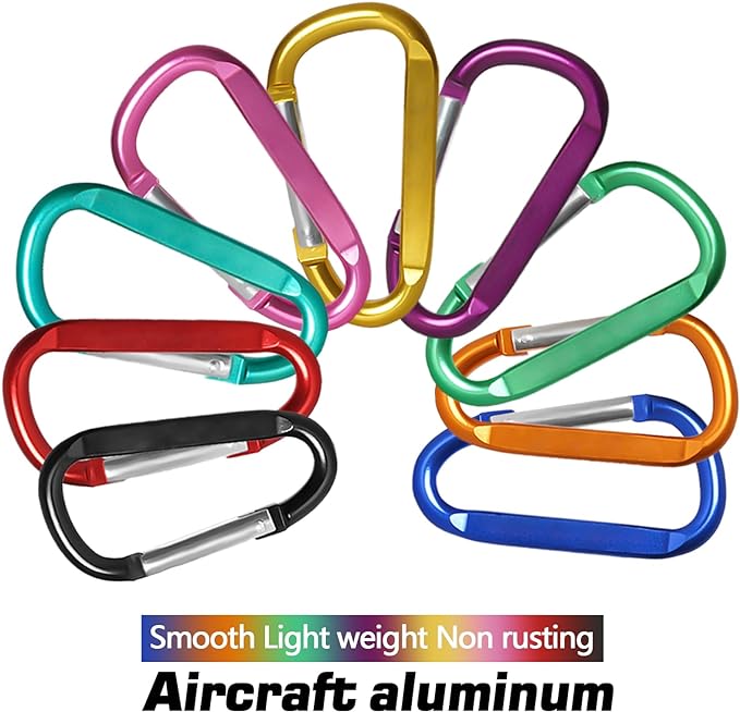 12PCS Carabiner Keychain Clip - 3" Aluminum Caribeener Key Clip,D Ring Shape Nonlocking Carabeaner Hook Buckle,Multi-Function Spring Snap Key Clips Tool for Home,Camping,Hiking,Traveling,Backpack