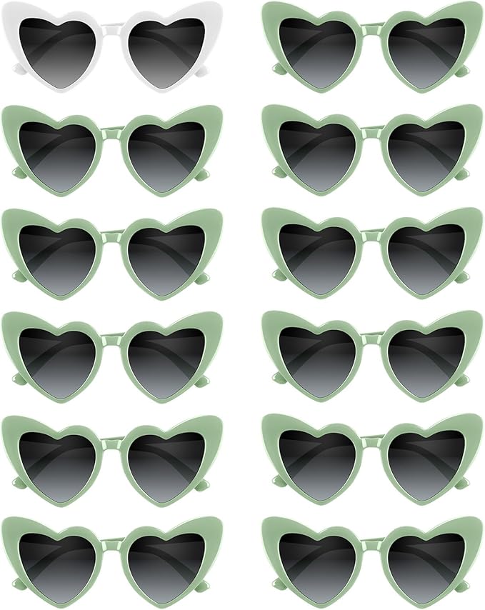 4/6/8/10/12 Pack Bachelorette Sunglasses Heart Sunglasses Vintage Heart Shaped Glasses for Women Bridal Party Wedding