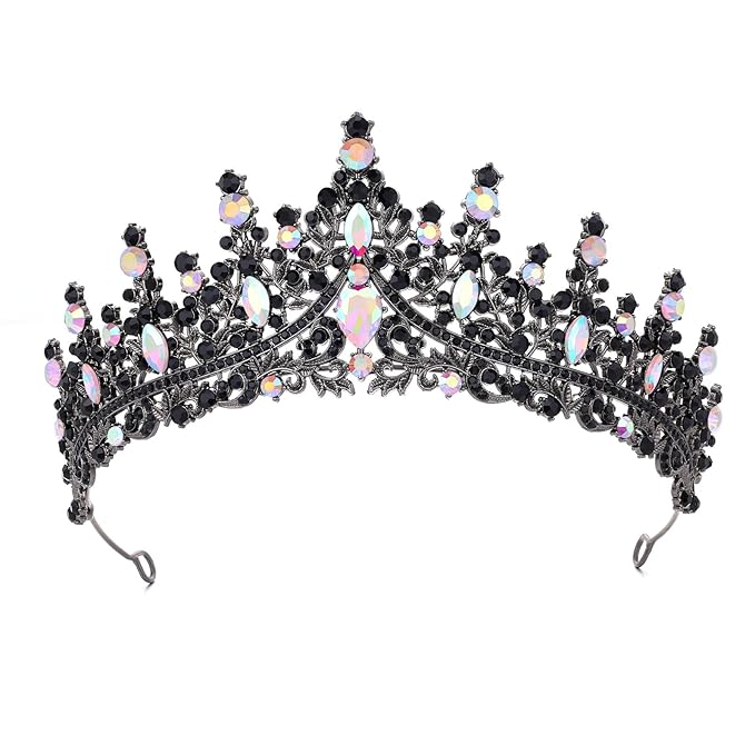 Black Tiara for Women Crystal Queen Crowns Rhinestone Princess Tiaras for Girl Wedding Headband for Bride Hair Accessories for Halloween Costume Birthday Party Prom Mother's Gifts