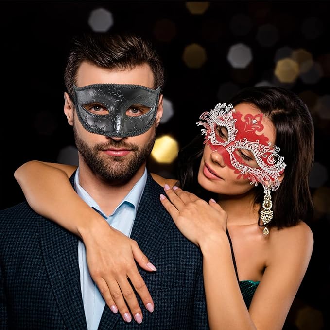 Coddsmz Couple Masquerade Mask Set - Venetian & Mardi Gras Mask for Women & Men