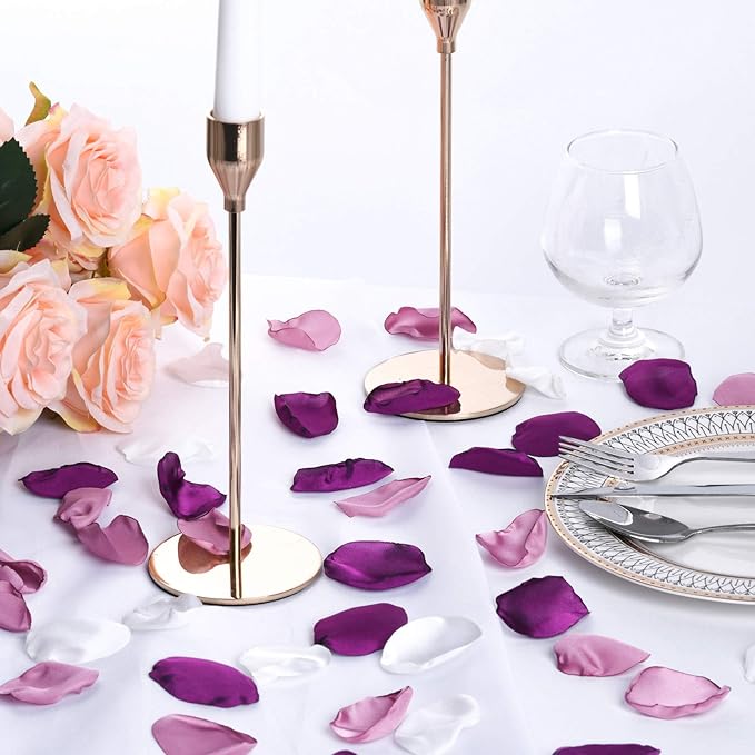 Artificial Silk Rose Petals 300pcs Reusable Fake Purple Flower Petals for Wedding Anniversary Romantic Night Valentines Party Dinner Table Decoration