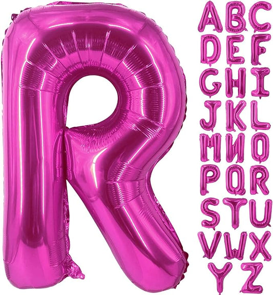 Lovoir 40 Inch Large Hot Pink Letter R Balloons Big Size Jumbo Mylar Foil Helium Balloon for Birthday Party Celebration Decorations Alphabet Hot Pink R
