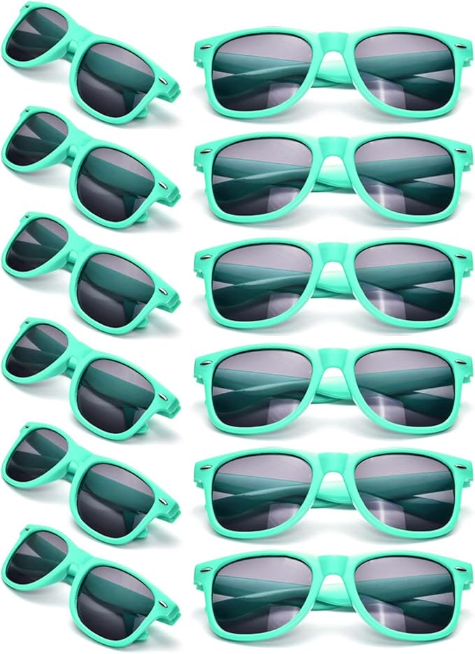 12 Pack Neon Colors Sunglasses Classic Retro Party Favors Sunglasses for Unisex Adult