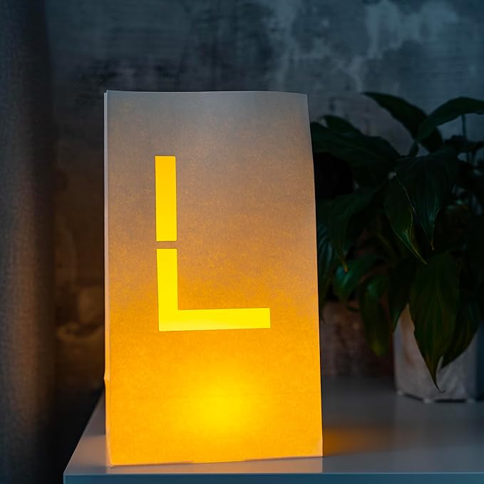 Light Up Letter L - Luminary Bags Perfect for Personalized Happy Birthday Banner, Proposal Decorations, Engagement Party Decorations and Congratulations Banner for Your Loved One