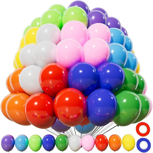 KAWKALSH 200pcs Balloons 5 Inch Assorted Colors, Small Mini Rainbow Latex Balloons for Party Birthday Baby Shower Anniversary Festival Arch Garland Decoration