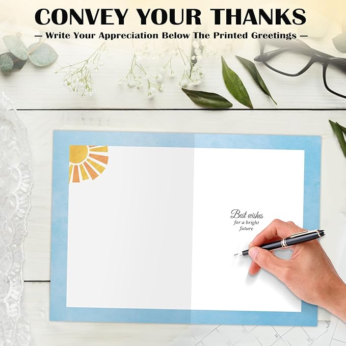 Thank You Card - Sunrise & Ocean Design Premium Greeting Card Suitable Appreciation Gift for Friends, Coworkers, Farewells or Just Because, (5.5x8 Inch Envelope Included)