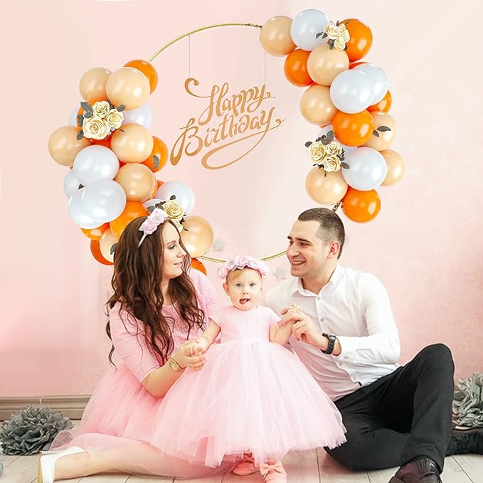 50PCS Latex Balloons - Orange Apricot White, Party Balloons for Girls Boys Birthday Party, Baby Shower, Bridal Shower, Engagement