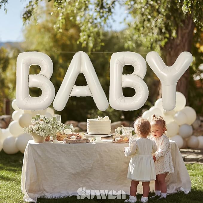 SUWEN 40 Inch Cream Large Q Letter Balloons Big Foil Helium Letter Balloons A-Z Jumbo Mylar Happy Birthday Party Decorations for Girl Anniversary Party Supplies