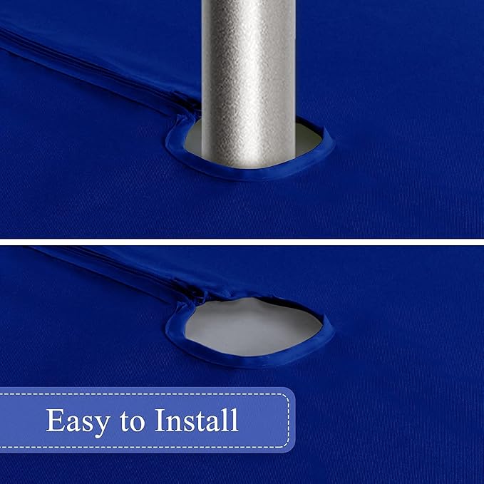 SARAFLORA Outdoor and Indoor Tablecloth -60 inch Round, Blue Wrinkle Free Washable Waterproof Table Cloth with Umbrella Hole and Zipper Round Table Cover for Spring/Summer/Patio/Picnic/BBQS/Party