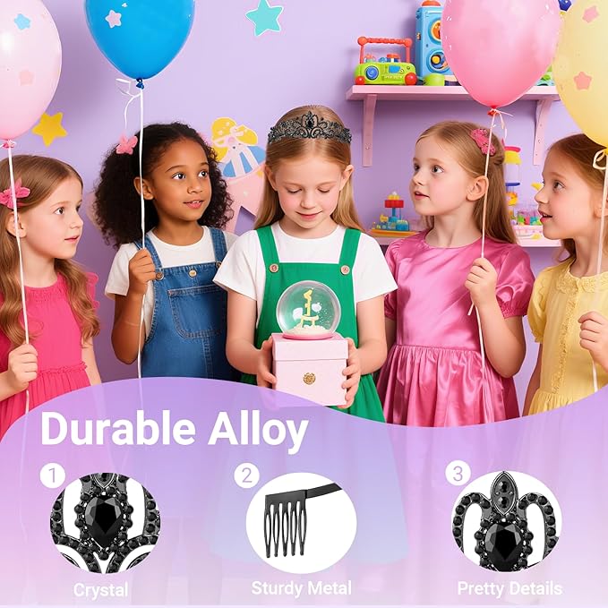 Tiara Crown for Women, Queen Tiara for Birthday Prom Bridal Party Custome Black