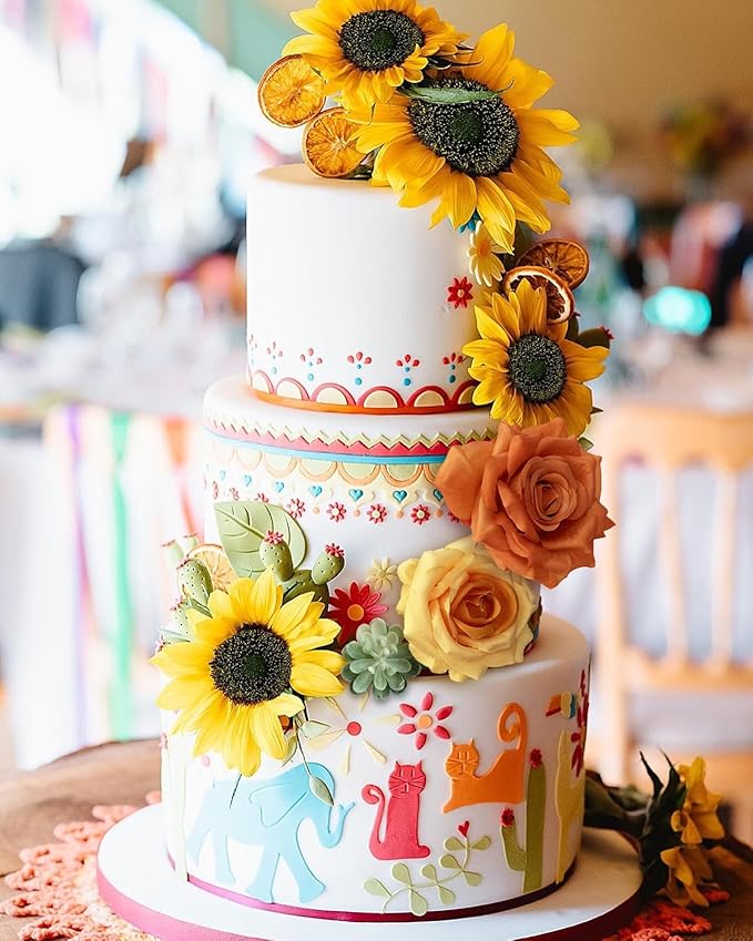 Sunflower Artificial Flowers Yellow Fake Flower Bouquet Box Set for DIY Bridal Wedding Shower Decorations Party Table Centerpieces Cake Decorating Silk Floral Arrangement for Home Decor Indoor