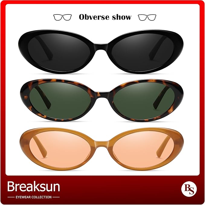 Retro Oval Sunglasses for Women Men Fashion Small Oval Sunglasses 90s Vintage Shades