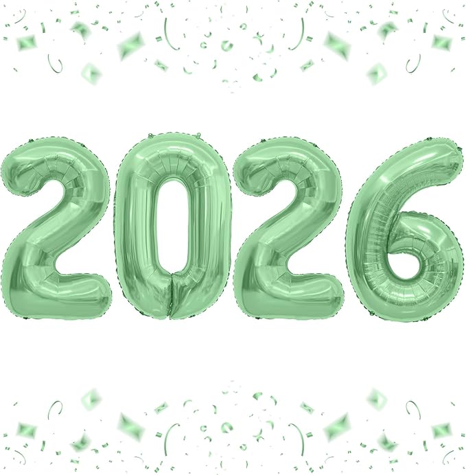 2026 Balloons, 40 Inch 2026 Number Balloons Olive Green 2026 Balloon Large Foil New Year Balloon Numbers 2026 Mylar Baloons for Birthday Christmas Graduation New Years Eve Party Supplies Decorations