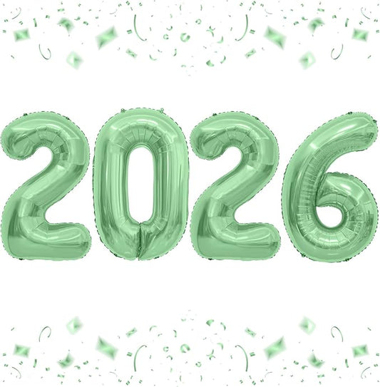 2026 Balloons, 40 Inch 2026 Number Balloons Olive Green 2026 Balloon Large Foil New Year Balloon Numbers 2026 Mylar Baloons for Birthday Christmas Graduation New Years Eve Party Supplies Decorations