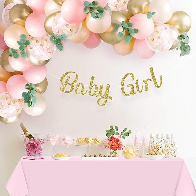 WNINK 2 Pack Gender Reveal Plastic Tablecloths, Disposable Rectangle Pink and Blue Pastel Tablecloth, Table Covers for Boy or Girl Gender Reveal Party Baby Shower Birthday Party Decorations 54" x 108"