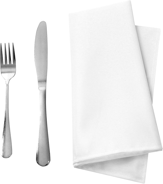 50pcs Polyester Cloth Napkins - 20 x 20 inch White Dinner Washable Napkins with Hemmed Edges for Restaurant/Wedding/Hotel(50,White)