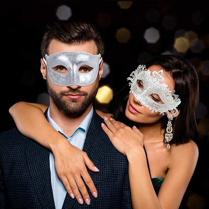 Coddsmz Couple Masquerade Mask Set - Venetian & Mardi Gras Mask for Women & Men