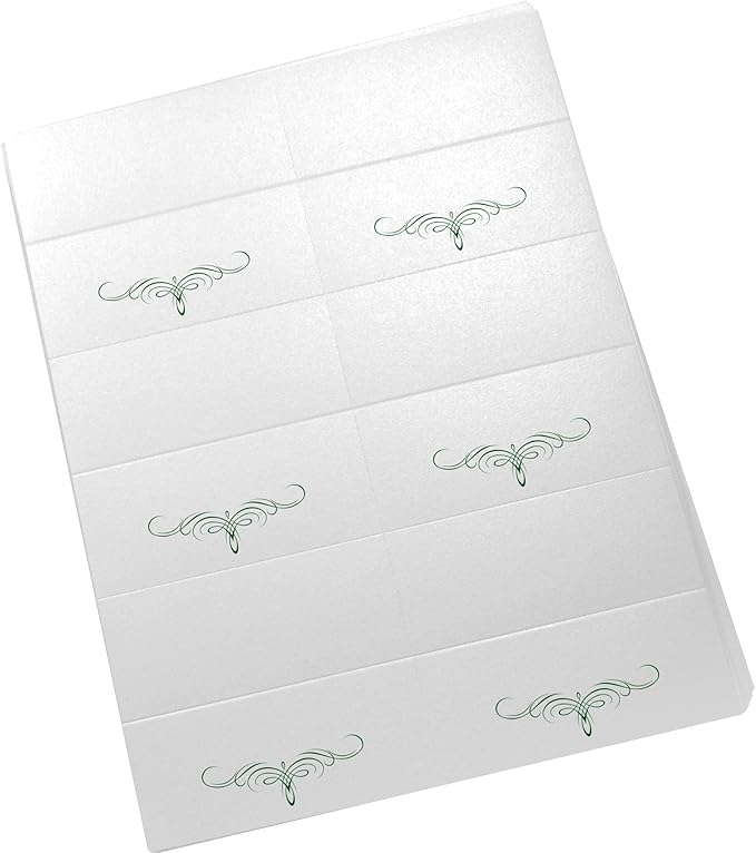 Decadent Flourish Printable Place Cards, Hunter Green (Choose Color), Set of 60 (10 Sheets), Laser & Inkjet Printers - Wedding, Party, Dinner, and Special Events