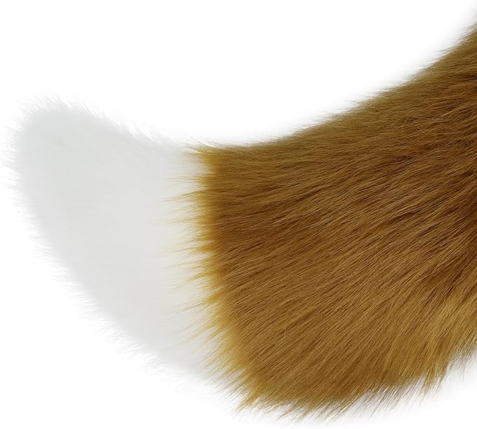 Adolala Faux Fur Wolf Fox Tail with Adjustable Elastic Belt Halloween Cosplay Costume Accessory
