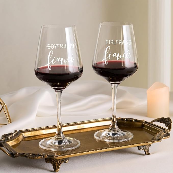 AW BRIDAL Fiance and Fiancee Engaged Wine Glasses, Engagement Gift for Couples and Newly Wed, Fiance Gifts for Women, Wedding Gift for Couples 2025, Bridal Shower Gifts for Bride to Be