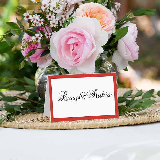 PATIKIL 50Pcs Table Place Cards, 3.5 x 2 Inches Blank Name Place Cards for Table Setting Wedding Reception Buffet, Red