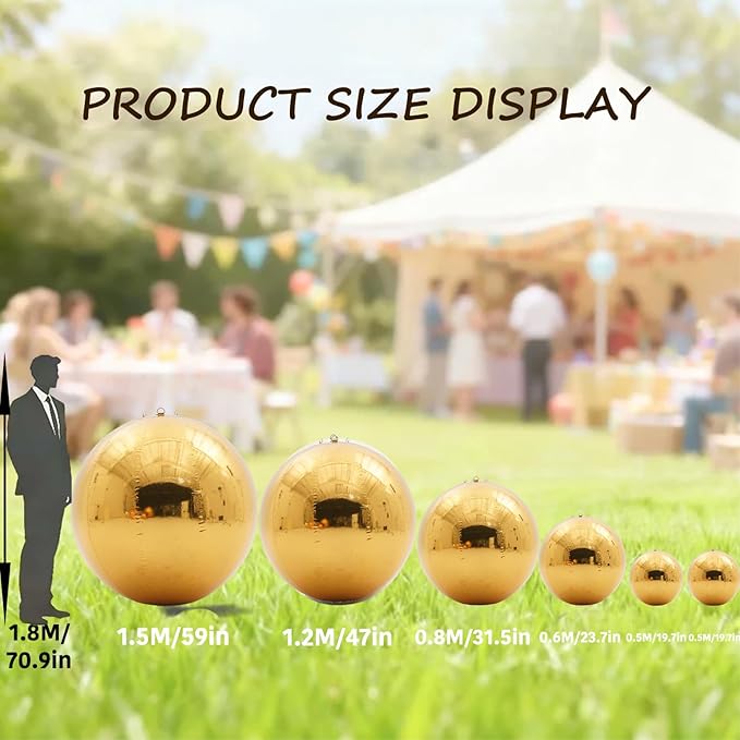 6PCS Gold Inflatable Mirror Ball,Big Shiny Balls Inflatable,Reusable PVC Mirror Balls,Large Hanging Balloon Disco Ball with Air Pump for Wedding Event Birthday Party Decor
