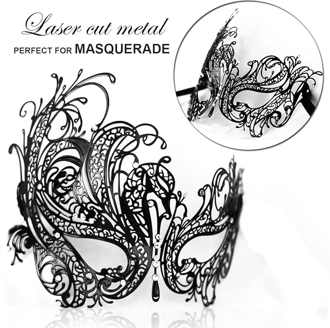 Masquerade Mask for Women Shiny Laser Cut Metal Rhinestone Mask Party Porm Ball Mask