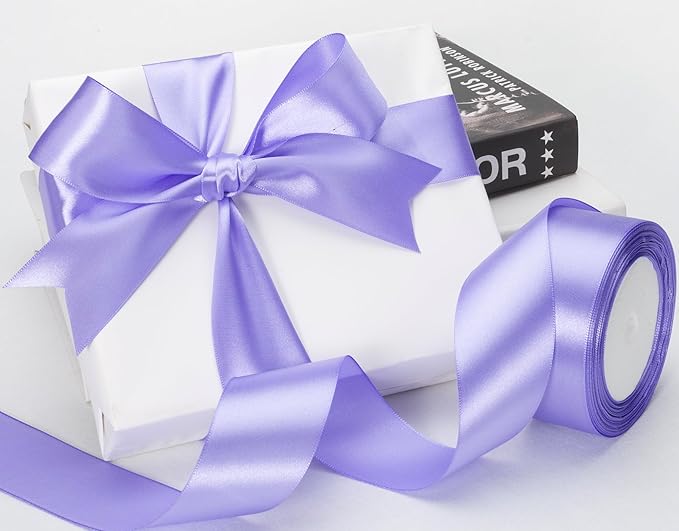 ATRBB 25 Yards 1-1/2 inch Wide Satin Ribbon Perfect for Wedding,Handmade Bows and Gift Wrapping(Medium Purple)