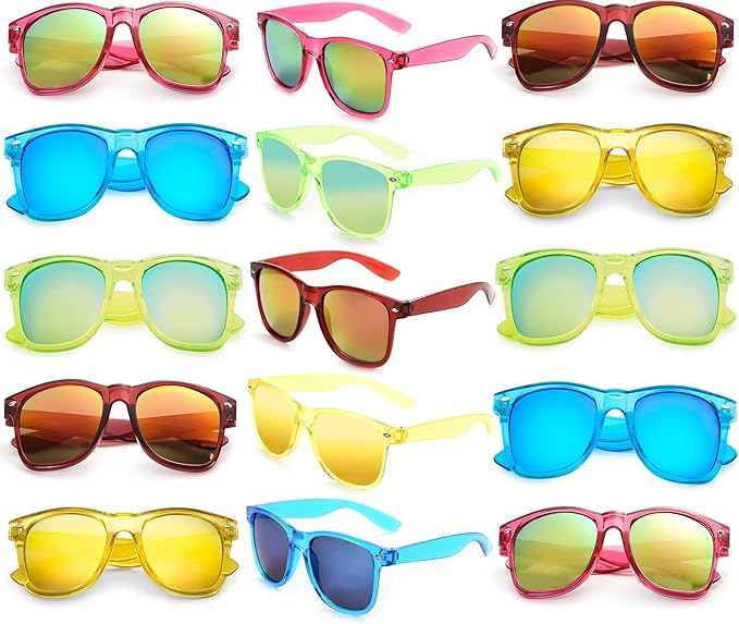 Fsmiling Neon Sunglasses Bulk Adult Party Sunglasses 80s Glasses Shades for Men Women Party Favors-15Pack,UV Protection