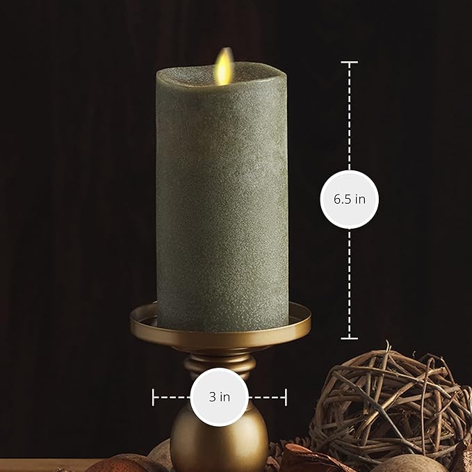 Luminara - Flameless LED Battery Operated Flickering Pillar Candles - Stone Grey - Pack of 1-3x6.5 - Realistic Moving Flame Real Wax Indoor/Outdoor