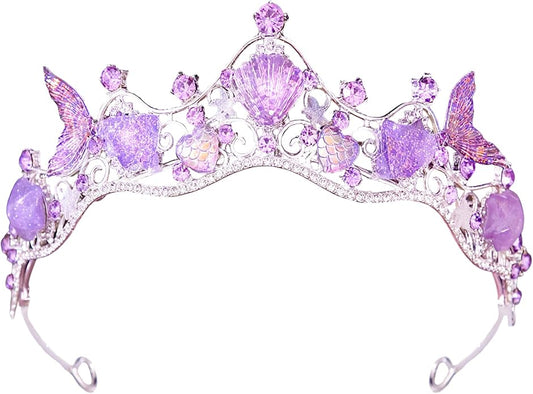 Mermaid Crown Sea Star Headband - Glitter Ocean Princess Headpiece Costume for Birthday Party Headwear Accessories
