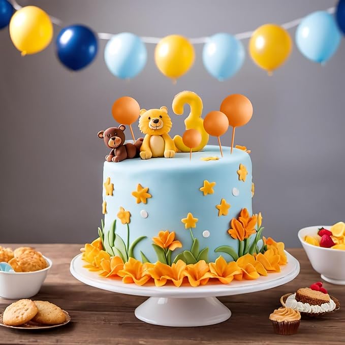 ASTARON 20 Pcs Ball Cake Topper Decorations Mini Balloons Cake Topper Sticks Orange Balls Cake Picks Cake Topper Balls Cake Decorations for Halloween Birthday Cake Decorations