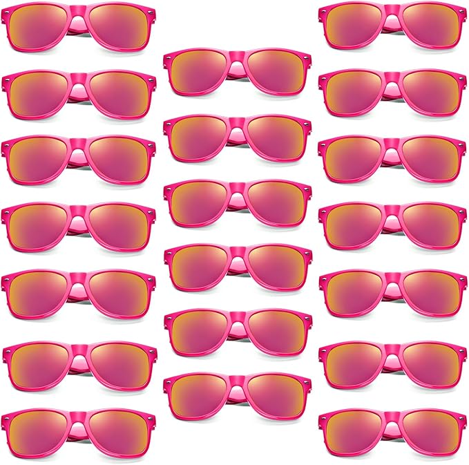 Pibupibu 10/20 Pack Neon Sunglasses for Women Men Bulk, Wholesale 80s Retro Colorful Mirrored Party Glasses Adult Unisex