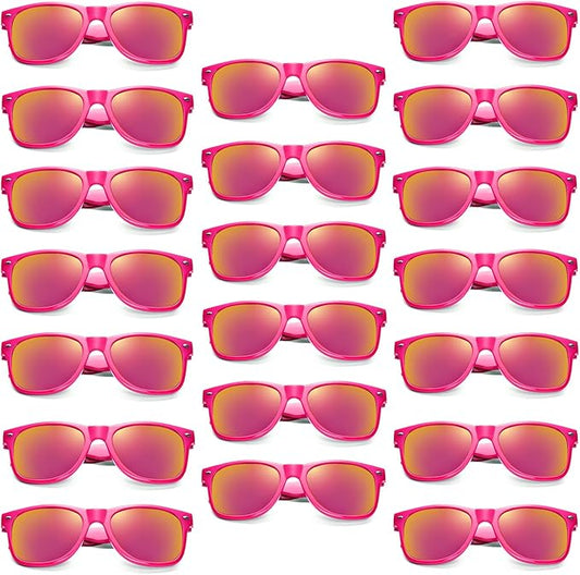 Pibupibu 10/20 Pack Neon Sunglasses for Women Men Bulk, Wholesale 80s Retro Colorful Mirrored Party Glasses Adult Unisex