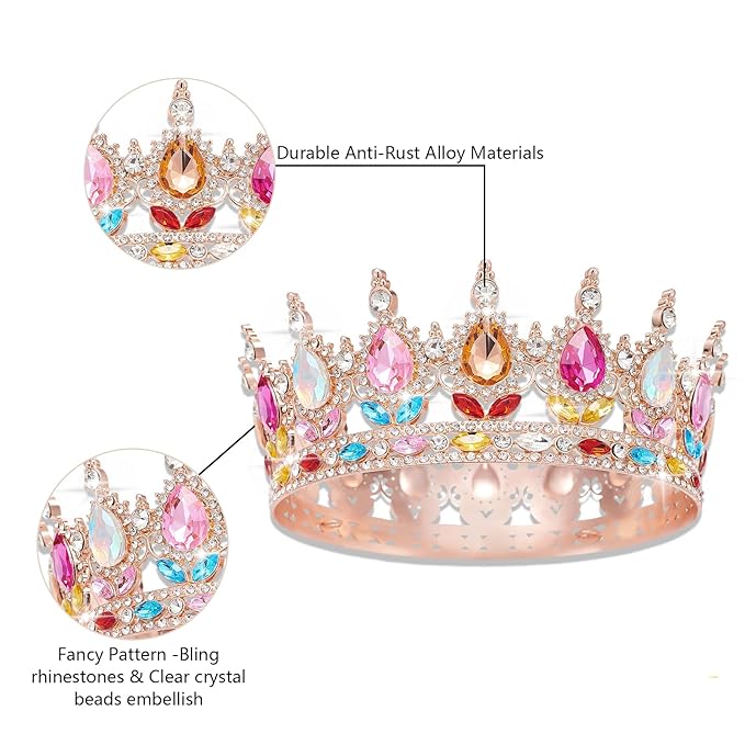 Queen Crown Rhinestone Wedding Crowns and Tiaras for Women Costume Party Hair Accessories Princess Birthday Crown Crystal Bridal Crowns