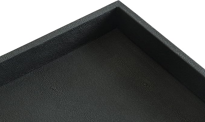 HofferRuffer Extra Large Square Serving Tray, Elegant Faux Leather Ottoman Tray with Gold Hardware Handles, Serve Tea, Coffee or Breakfast in Bed, 23.6 x 23.6 inches, Black Large Square