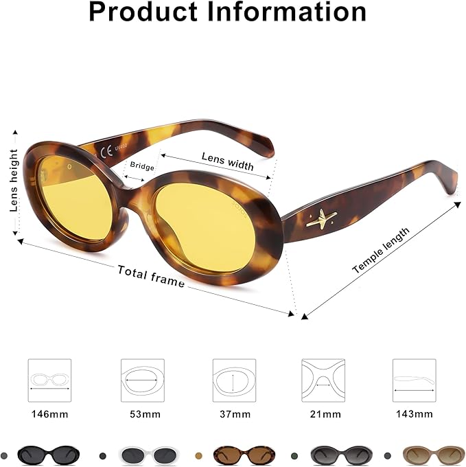 SOJOS Small Retro Oval Polarized Sunglasses for Women Men 90s Vintage UV400 Protection Tiny Sun Glasses SJ2286