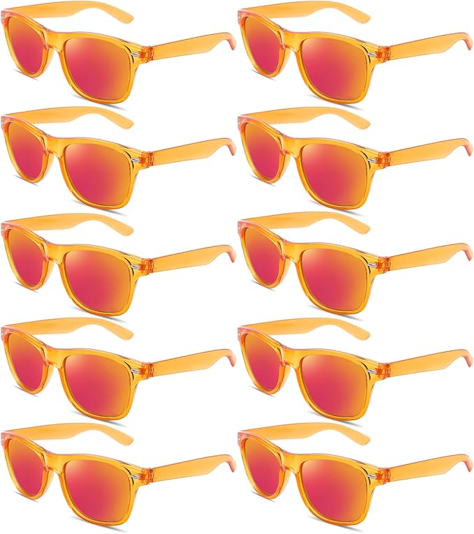 Pibupibu 10/20 Pack Neon Party Sunglasses Bulk,Wholesale Retro 80s Colorful Mirrrored Lens Sunglasses Party Favors