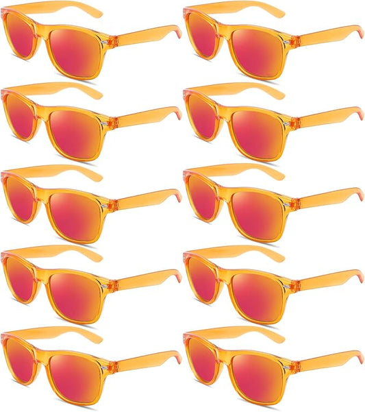 Pibupibu 10/20 Pack Neon Party Sunglasses Bulk,Wholesale Retro 80s Colorful Mirrrored Lens Sunglasses Party Favors
