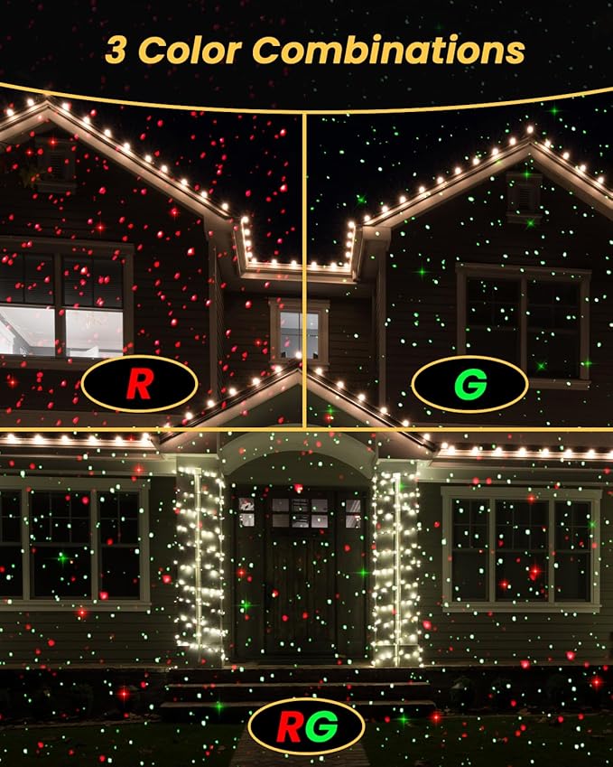 Christmas Projector Lights Outdoor with Remote Control, Red and Green Galaxy Laser Light with IP65 Waterproof, Home Decor for Wedding Garden Yard Holiday Party