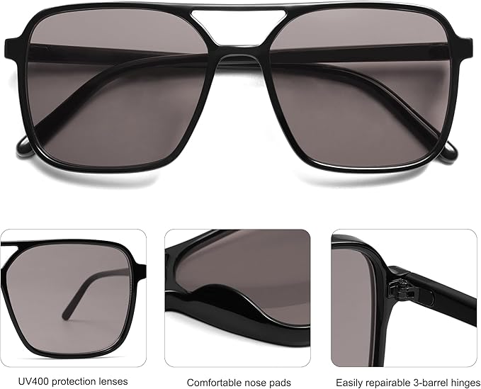 SOJOS Trendy Vintage Aviator Square Sunglasses For Womens Mens Retro 70s UV400 Women Sun Glasses SJ2327