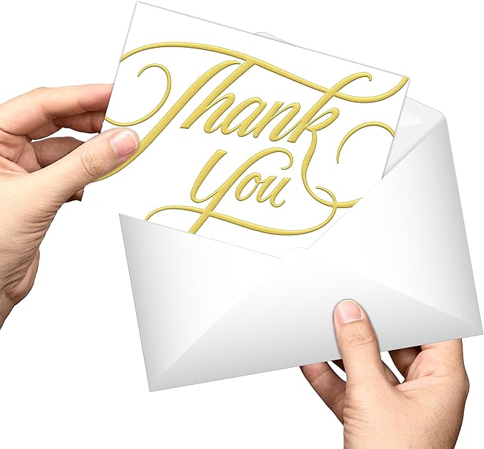 easykart labels 50 PCS Thank You Cards with Gold Foil, 5.5" x 4", Thank You Notes, Ivory Cards With Envelopes for Wedding, Business, Baby Shower, Small Business, Funeral, Graduation